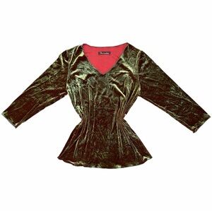 Y2K Vintage Duo-Tone Velvet Half Sleeve Top